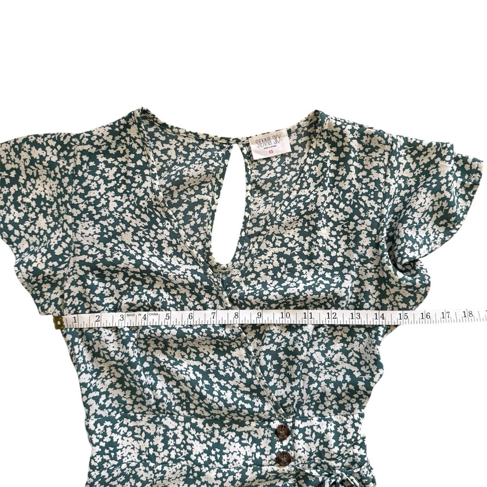 Sienna Sky Green & White Floral Faux Wrap Midi Dress XS - Picture 9 of 13